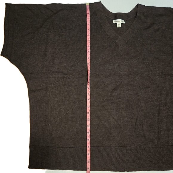 Coldwater Creek Brown Wool Blend Relaxed Short Sleeve V-neck Sweater. - Picture 3 of 5